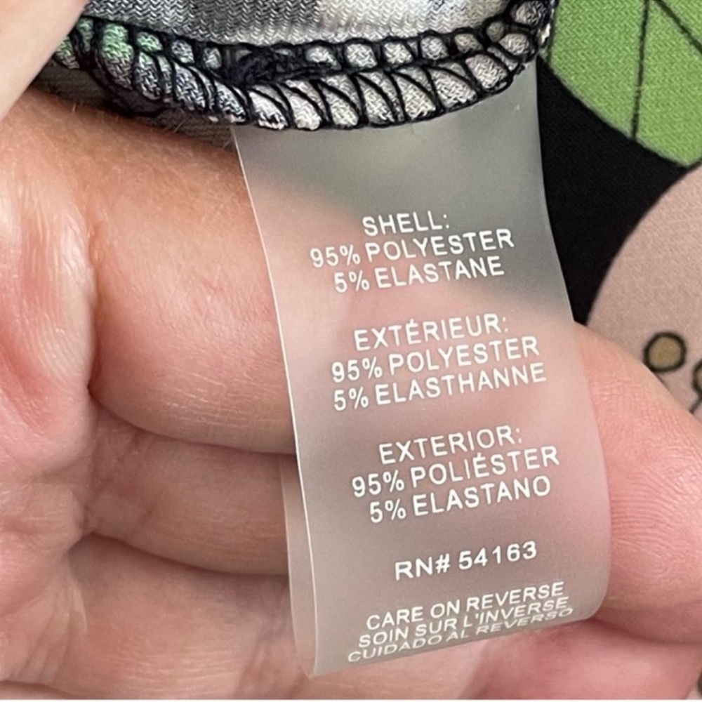 Tommy Hilfiger Short Sleeve Dress Floral V-neck Black Green Pink Tan Size 10 - Picture 9 of 10